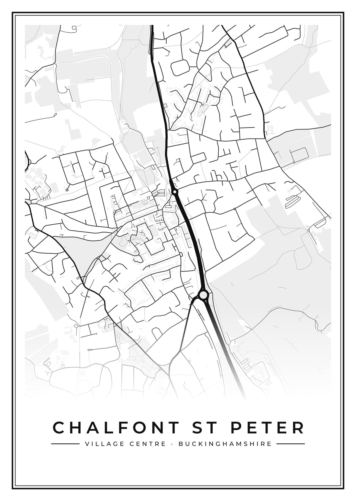 Street map poster of Chalfont St Peter village centre, Buckinghamshire