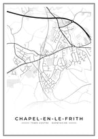Street map poster of Chapel-en-le-Frith town centre, Derbyshire