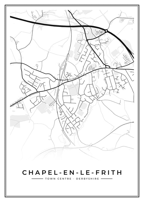 Chapel-en-le-Frith Town Centre Street Map Poster