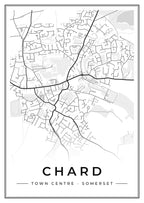 Street map poster of Chard town centre, Somerset