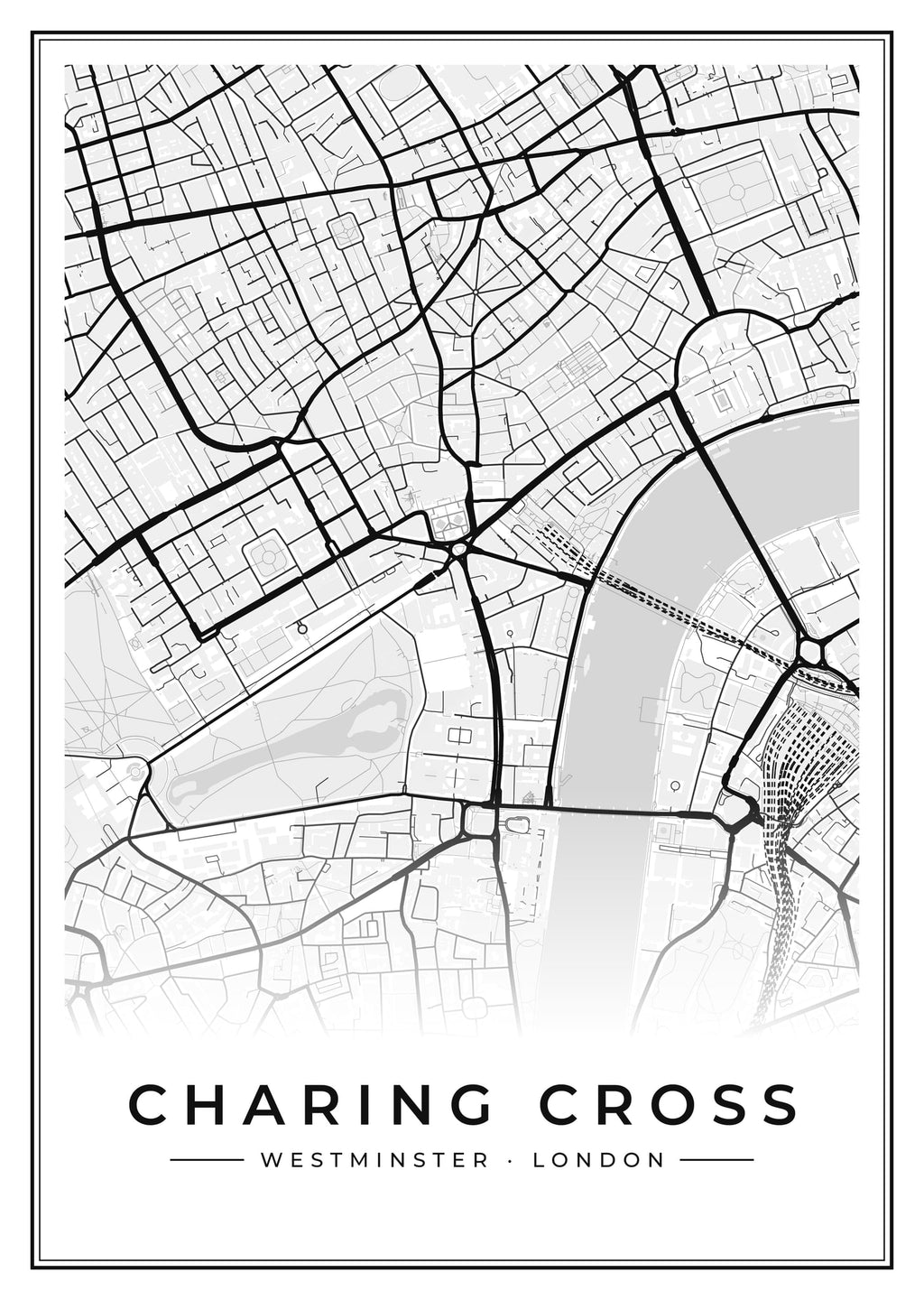 Street map poster of Charing Cross, Westminster, London