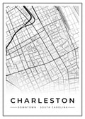 Street map poster of downtown Charleston, South Carolina