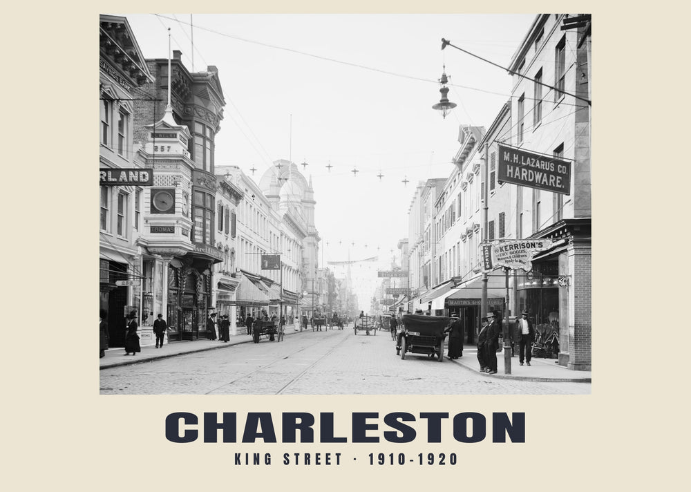 King Street, Charleston, South Carolina — 1910–1920 · Wydruk historycznej fotografii
