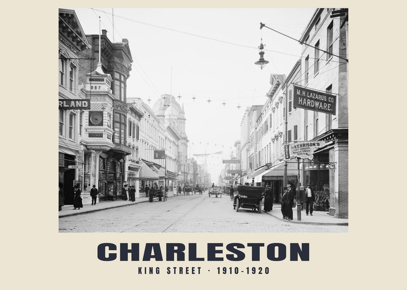 King Street, Charleston, South Carolina — 1910–1920 · Lámina de fotografía histórica