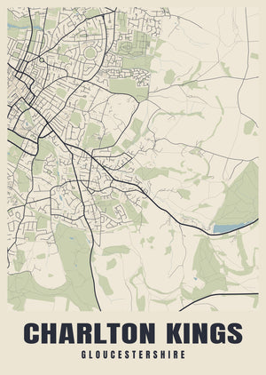 Charlton Kings Street Map Poster
