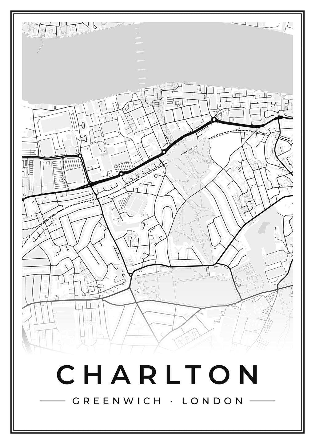Street map poster of Charlton, Greenwich, London