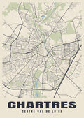 Street map poster of Chartres, Centre-Val de Loire