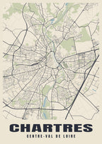 Street map poster of Chartres, Centre-Val de Loire