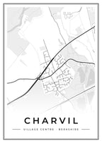 Street map poster of Charvil village centre, Berkshire