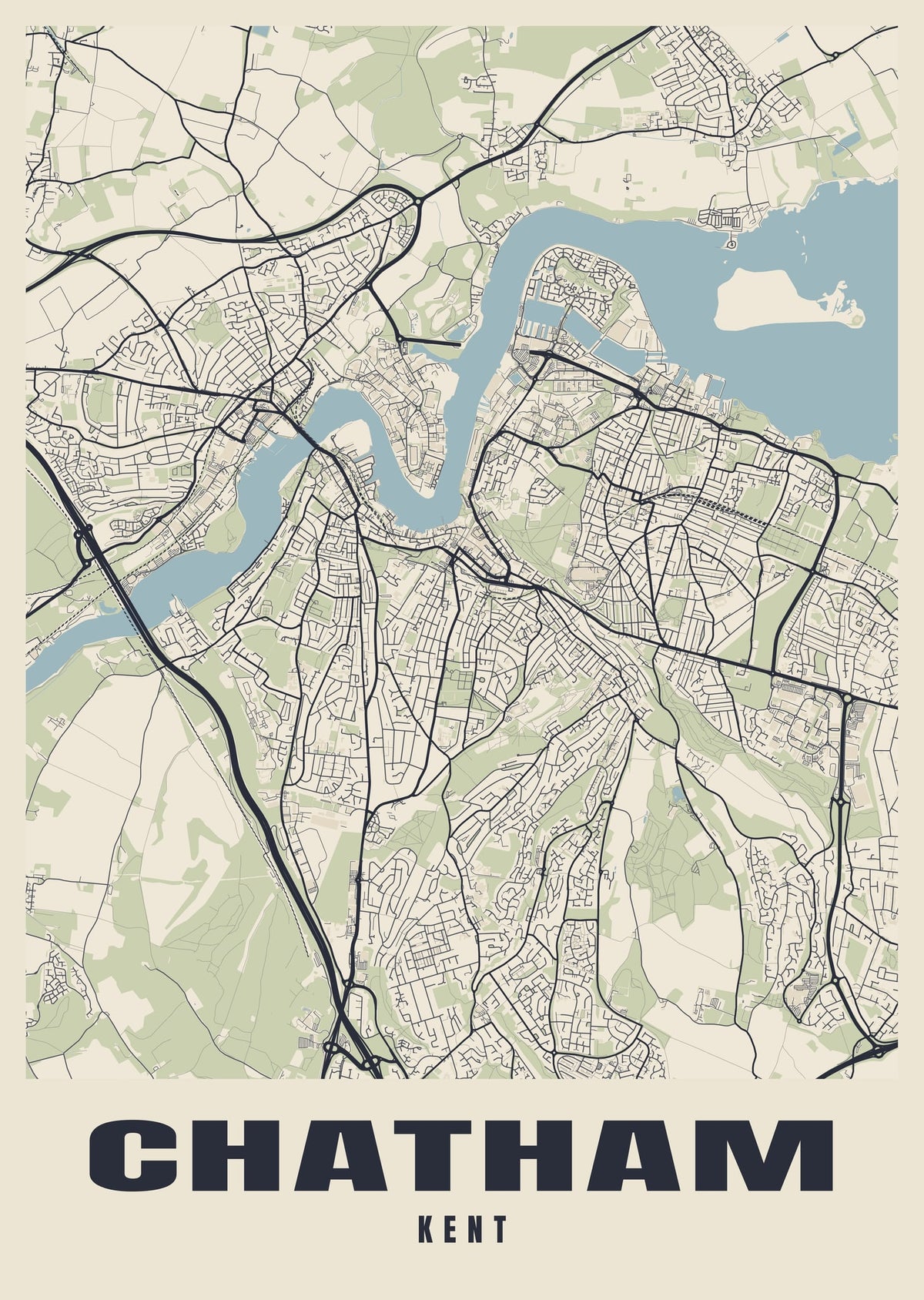 Street map poster of Chatham, Kent
