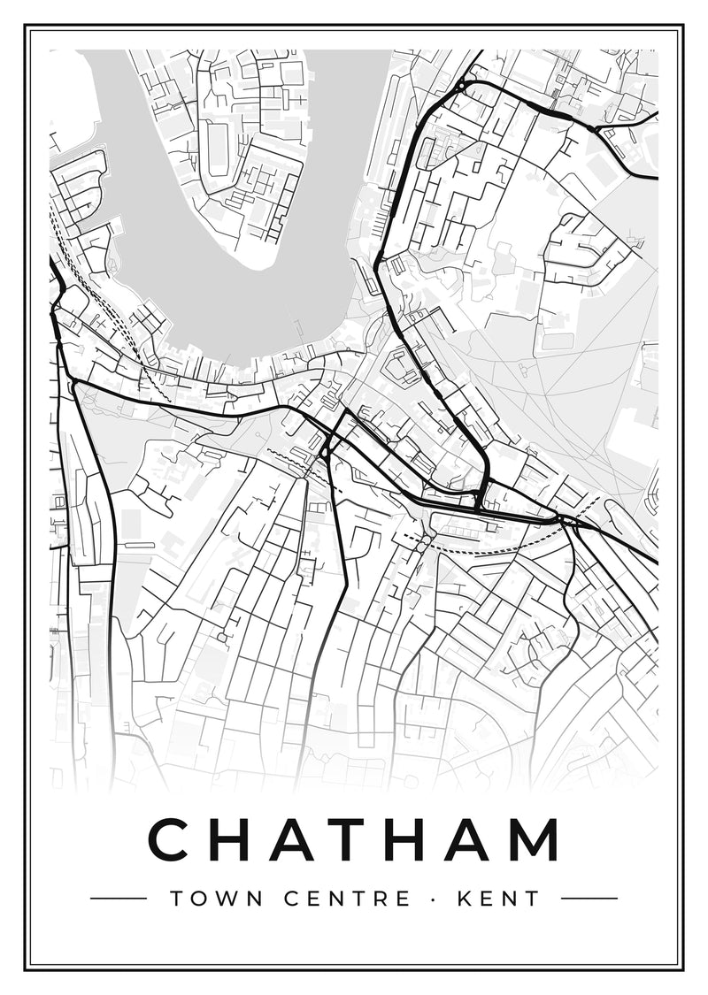 Chatham Town Centre Street Map Poster