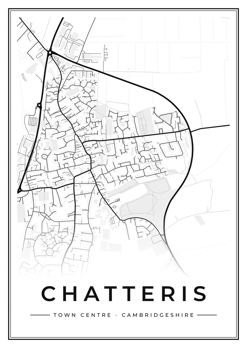 Chatteris Town Centre Street Map Poster