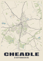 Street map poster of Cheadle, Staffordshire
