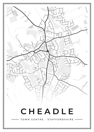 Cheadle Town Centre Street Map Poster