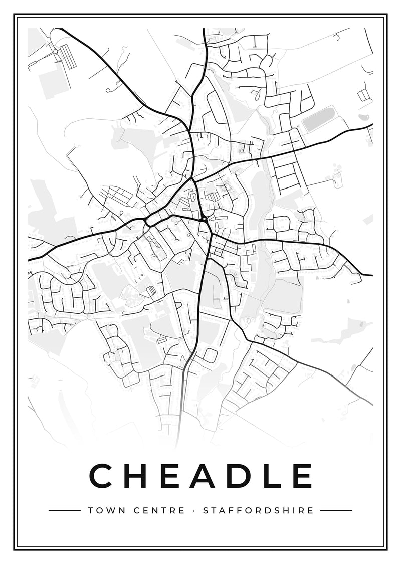 Cheadle Town Centre Street Map Poster