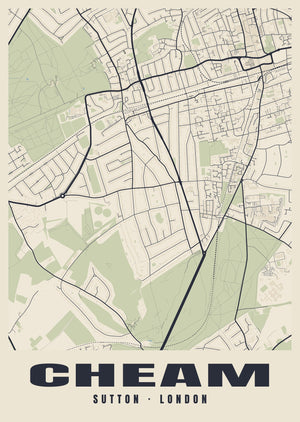 Cheam Heritage Street Map Poster