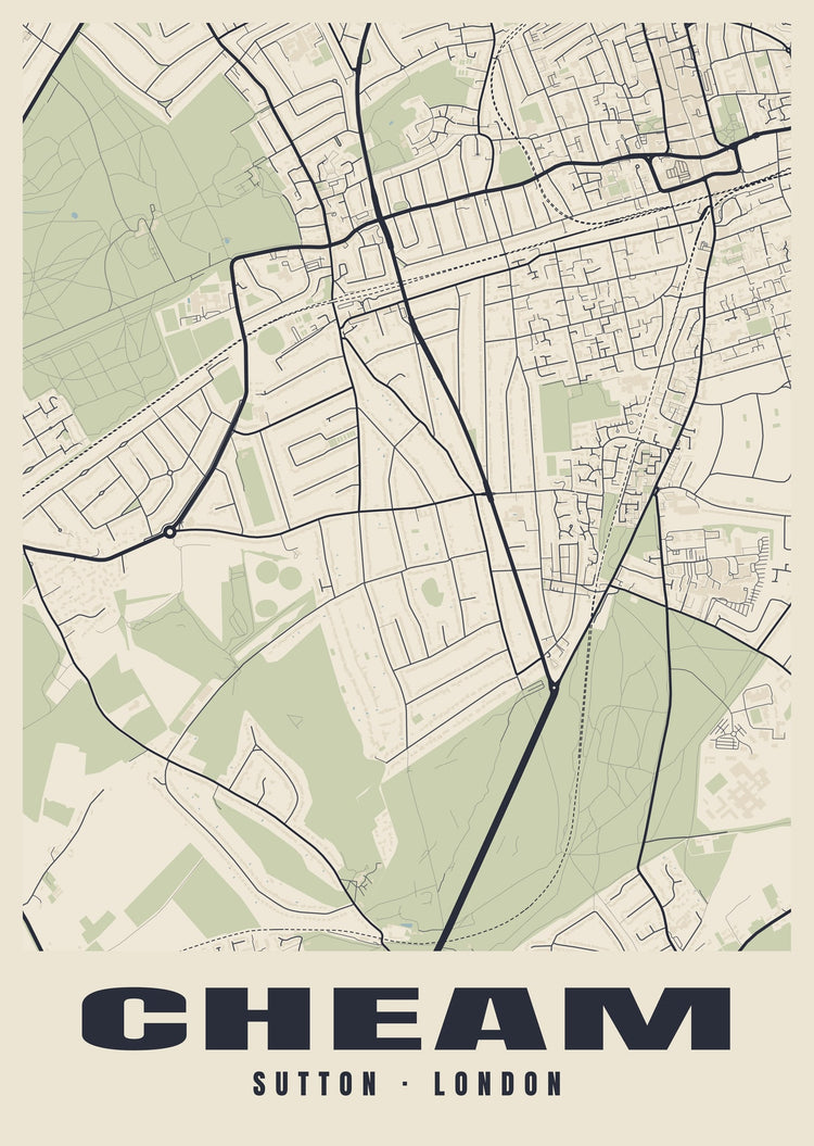 Cheam Heritage Street Map Poster