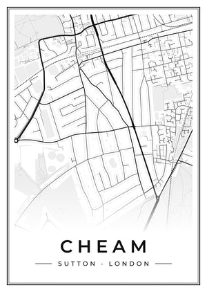 Cheam Street Map Poster