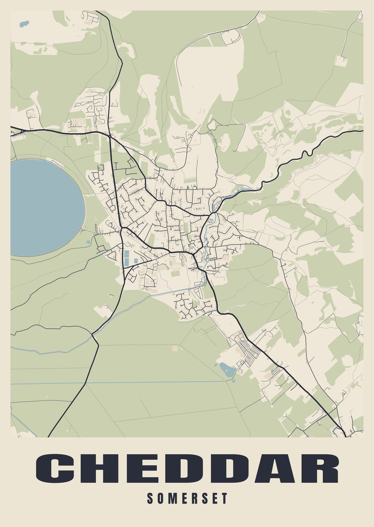 Street map poster of Cheddar, Somerset