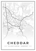 Street map poster of Cheddar village centre, Somerset