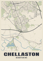 Street map poster of Chellaston, Derbyshire