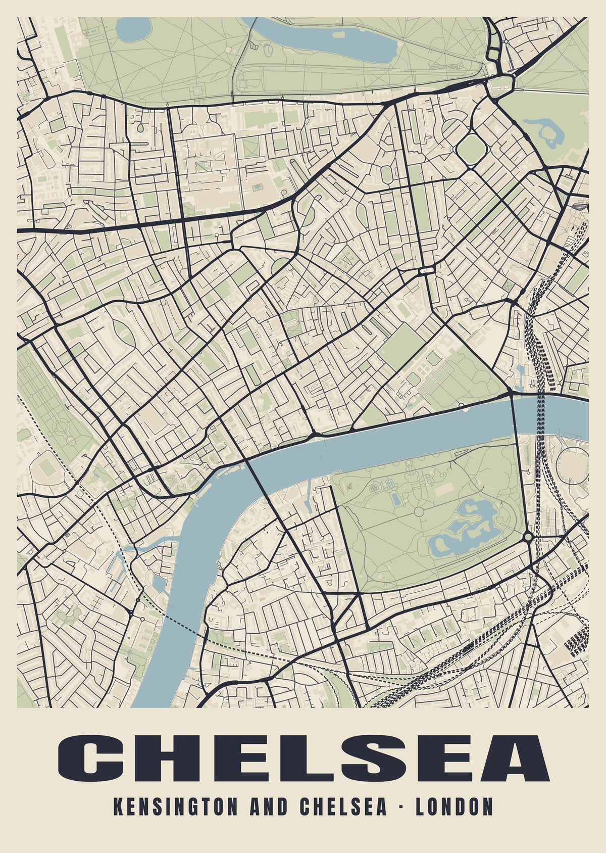 Heritage street map poster of Chelsea, Kensington and Chelsea, London