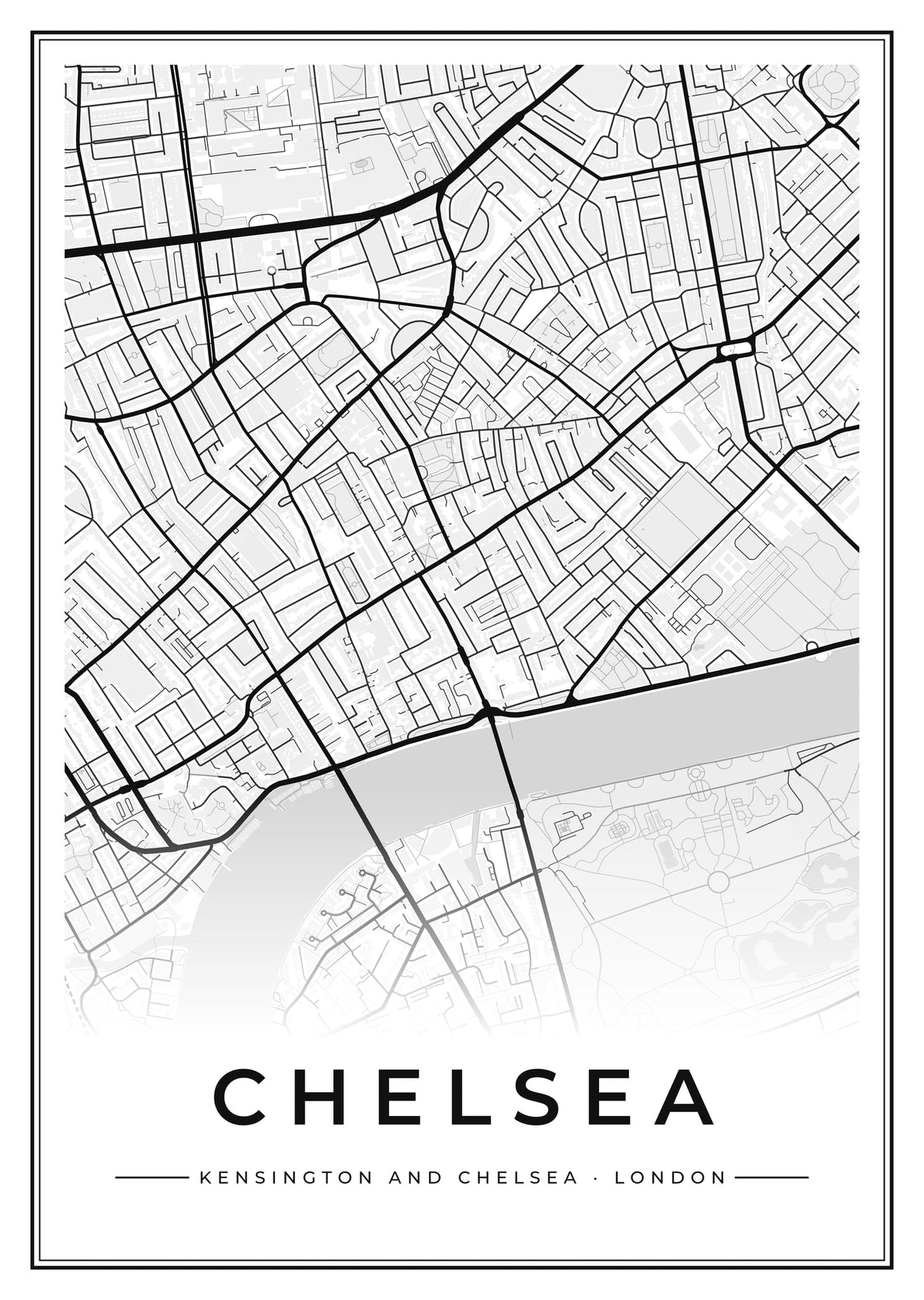Street map poster of Chelsea, Kensington and Chelsea, London