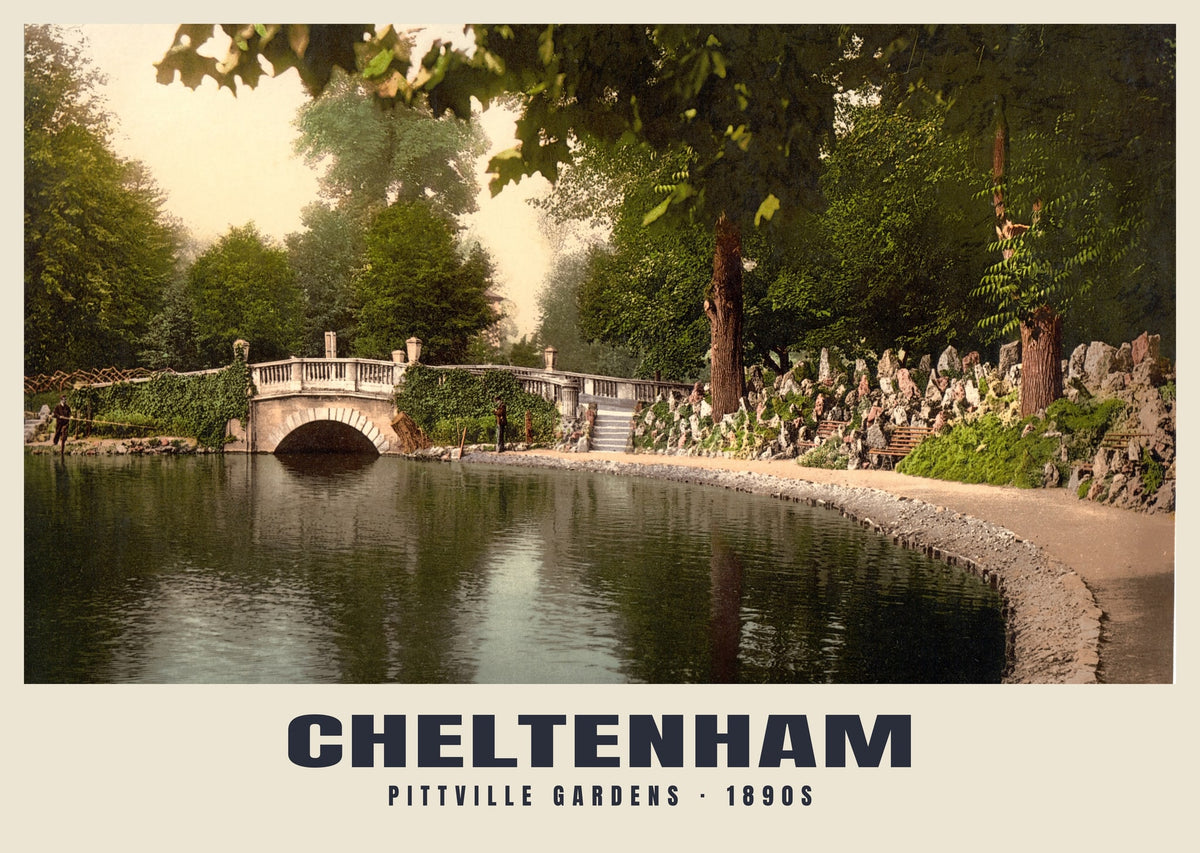 Pittville Gardens, Cheltenham, 1890s heritage photograph