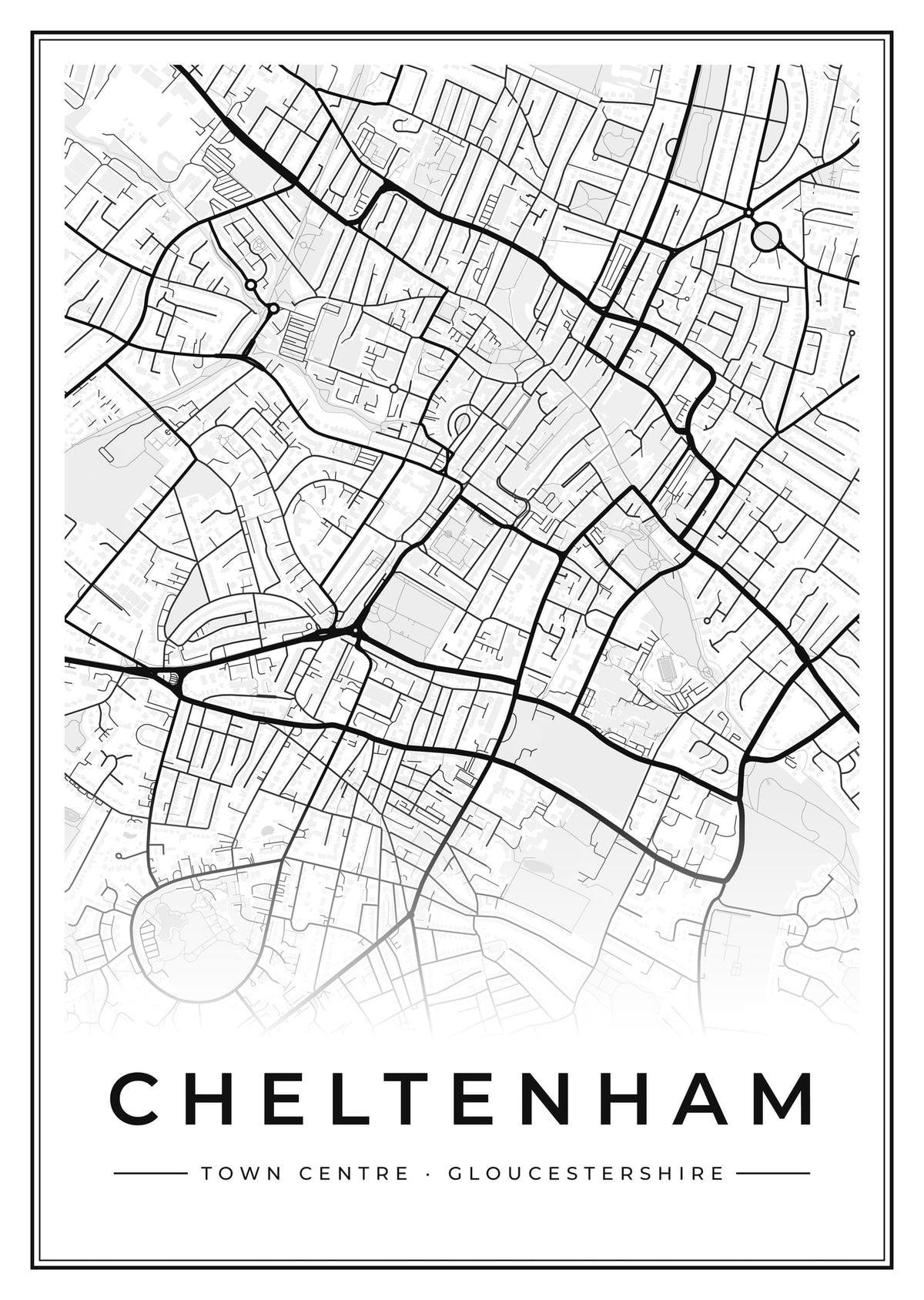 Street map poster of Cheltenham town centre, Gloucestershire