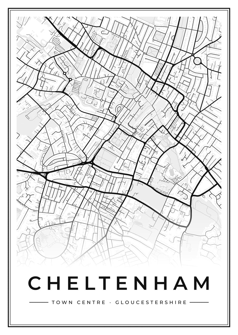 Cheltenham Town Centre Street Map Poster