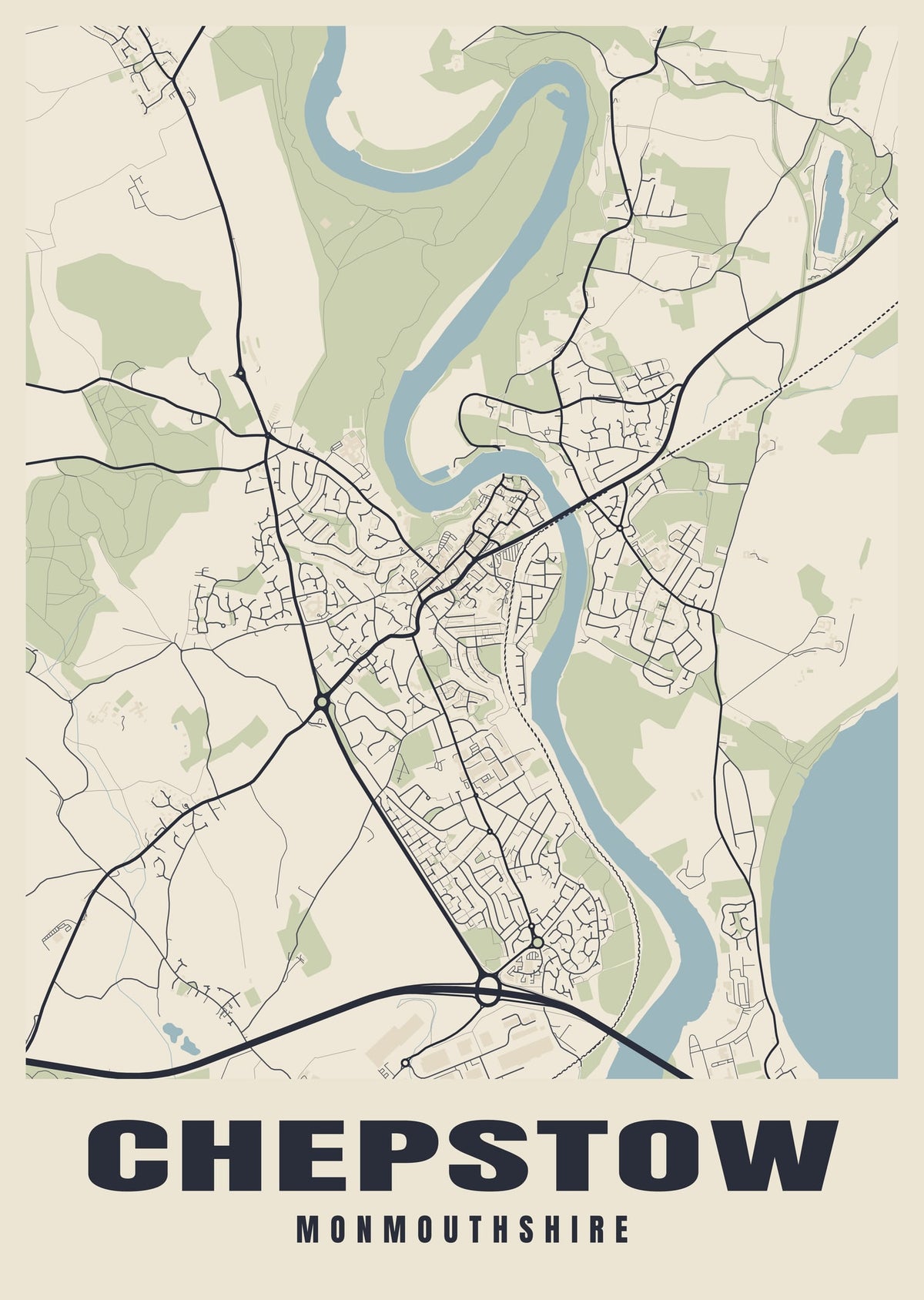 Street map poster of Chepstow, Monmouthshire