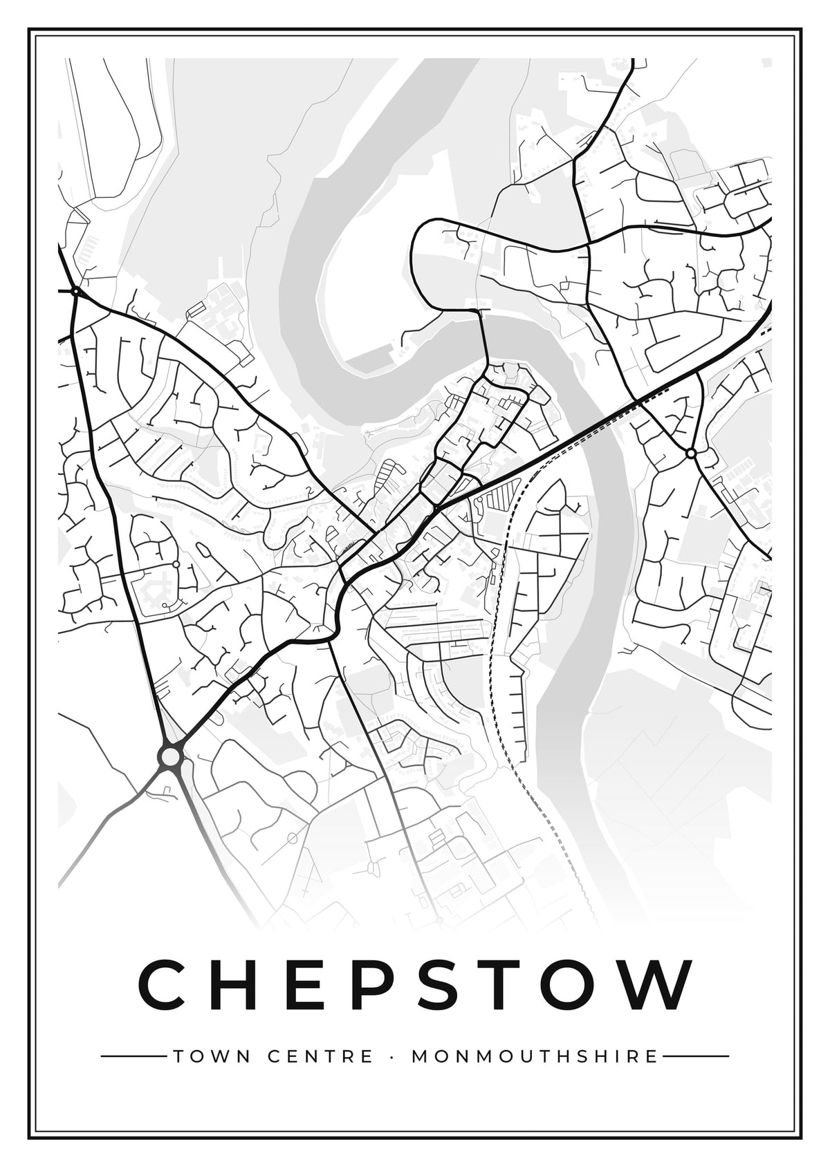 Street map poster of Chepstow town centre, Monmouthshire