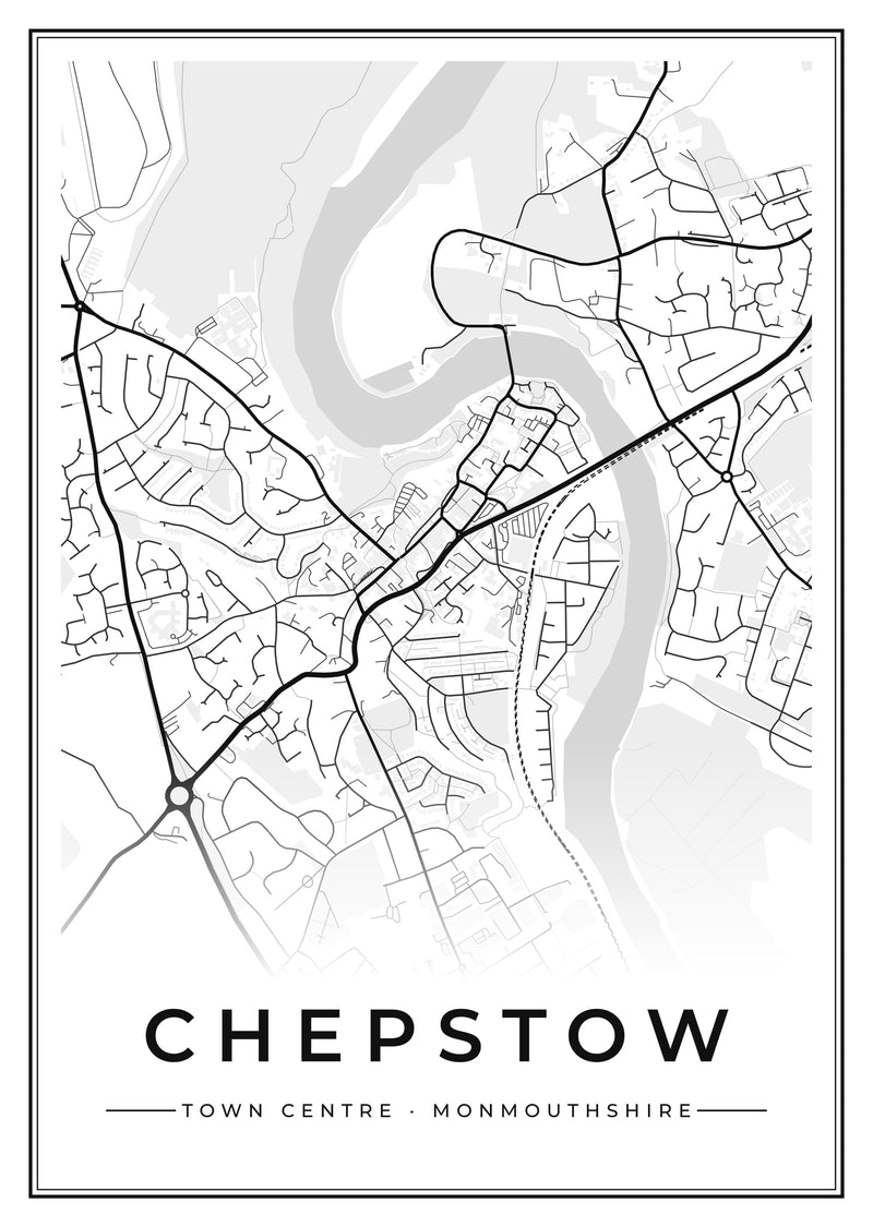 Chepstow Town Centre Street Map Poster