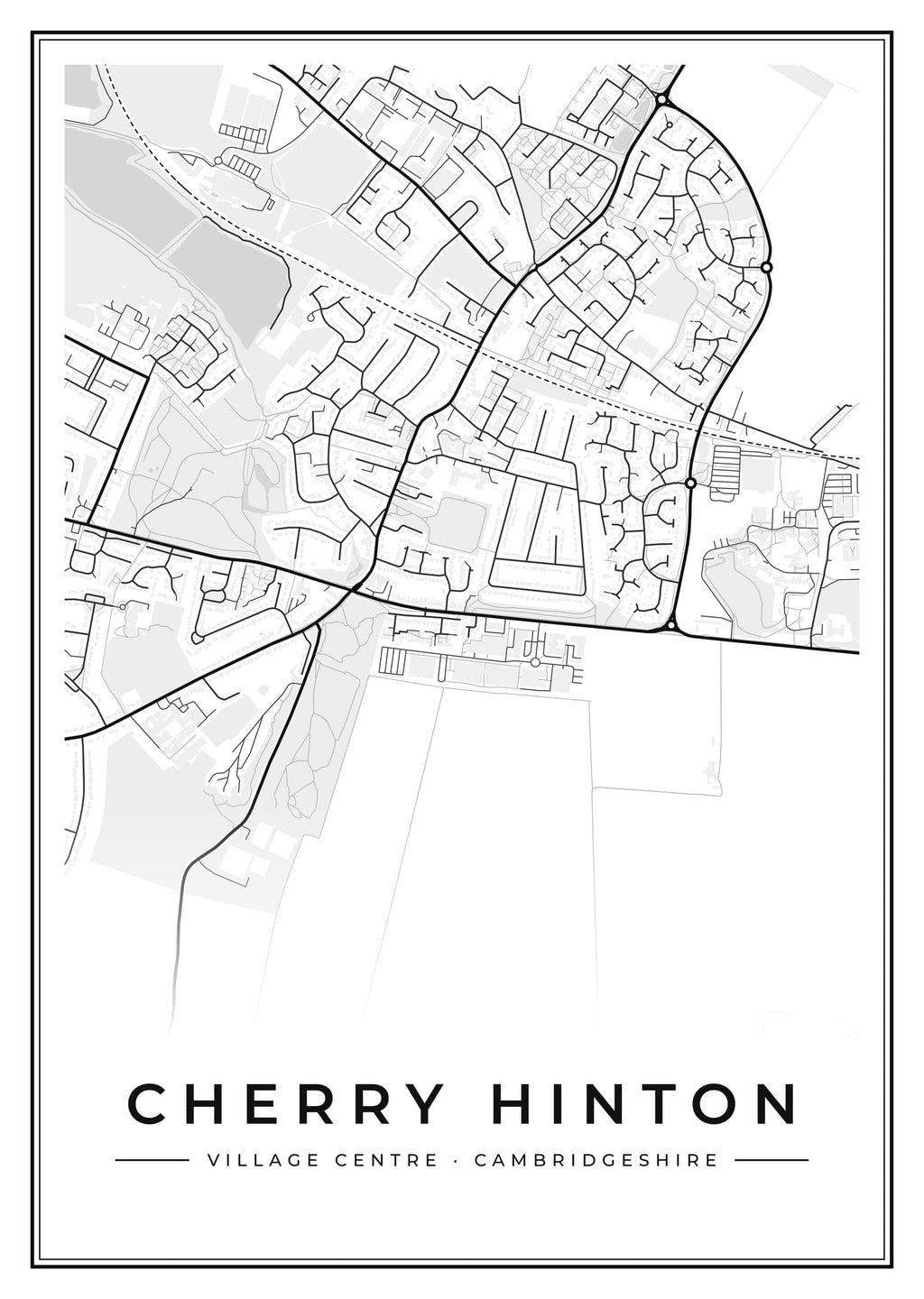 Street map poster of Cherry Hinton village centre, Cambridgeshire