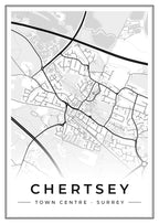 Street map poster of Chertsey town centre, Surrey