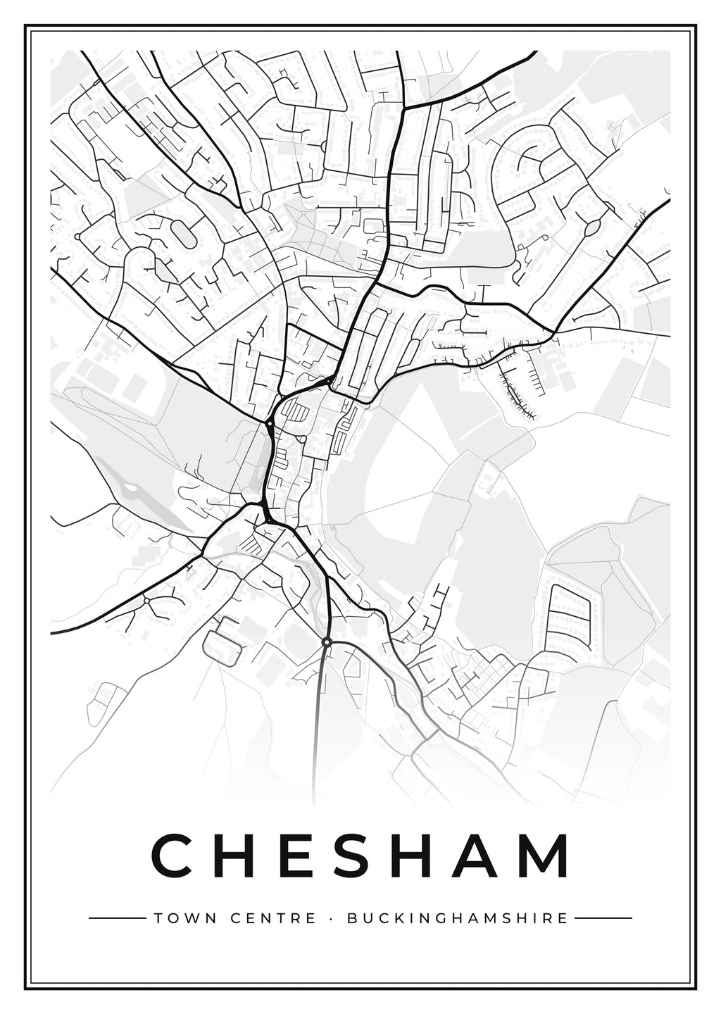 Street map poster of Chesham town centre, Buckinghamshire