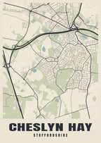 Street map poster of Cheslyn Hay, Staffordshire