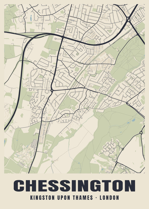 Chessington Heritage Street Map Poster