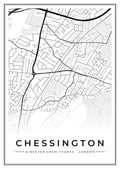 Street map poster of Chessington, Kingston upon Thames, London
