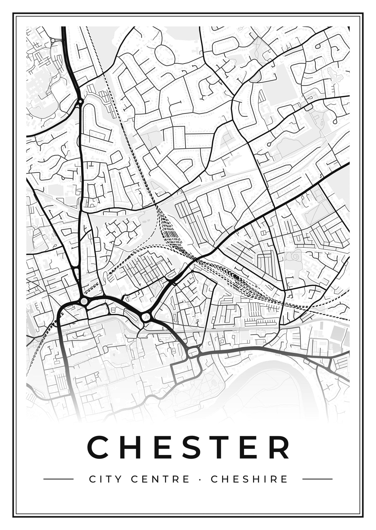 Street map poster of Chester city centre, Cheshire