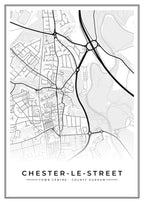 Street map poster of Chester-le-Street town centre, County Durham