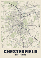 Street map poster of Chesterfield, Derbyshire