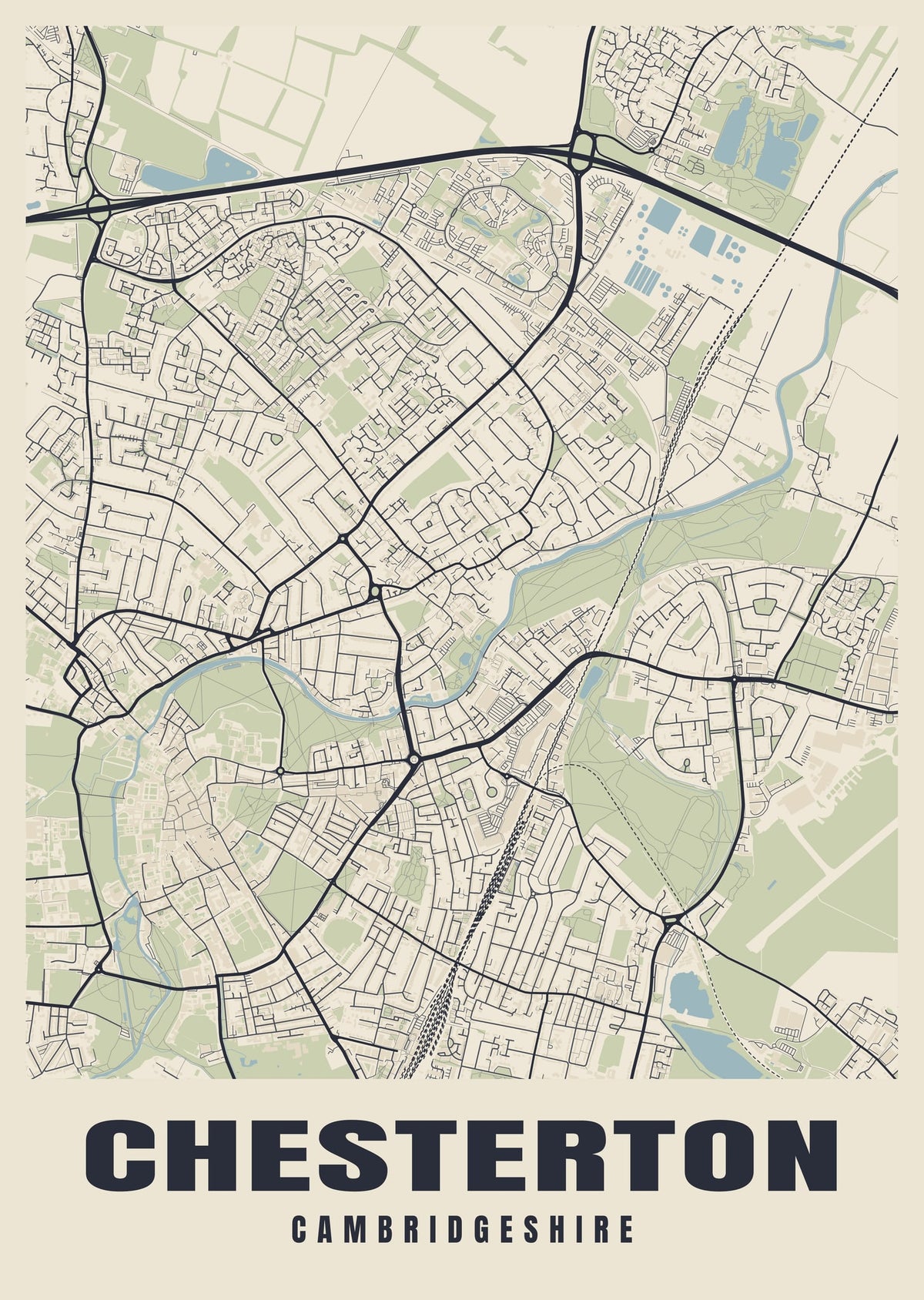 Street map poster of Chesterton, Cambridgeshire
