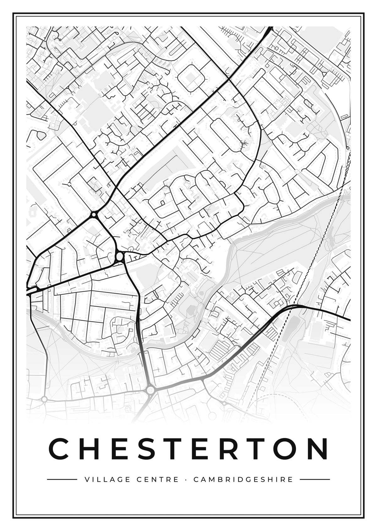 Street map poster of Chesterton village centre, Cambridgeshire