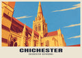 Chichester Cathedral poster, Retro Railway style