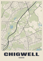 Street map poster of Chigwell, Essex