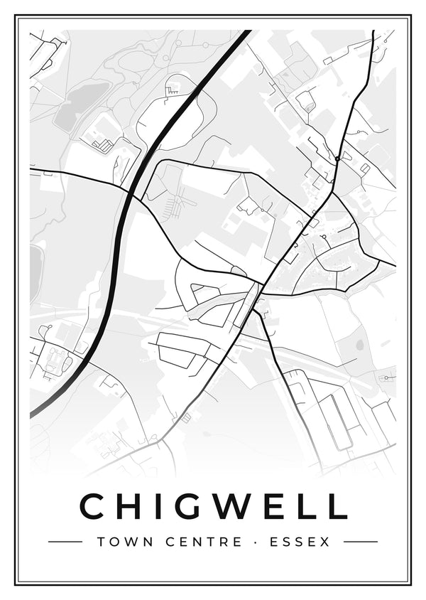 Chigwell Town Centre Street Map Poster