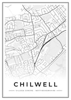 Street map poster of Chilwell village centre, Nottinghamshire