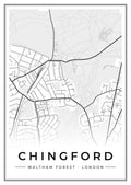 Street map poster of Chingford, Waltham Forest, London