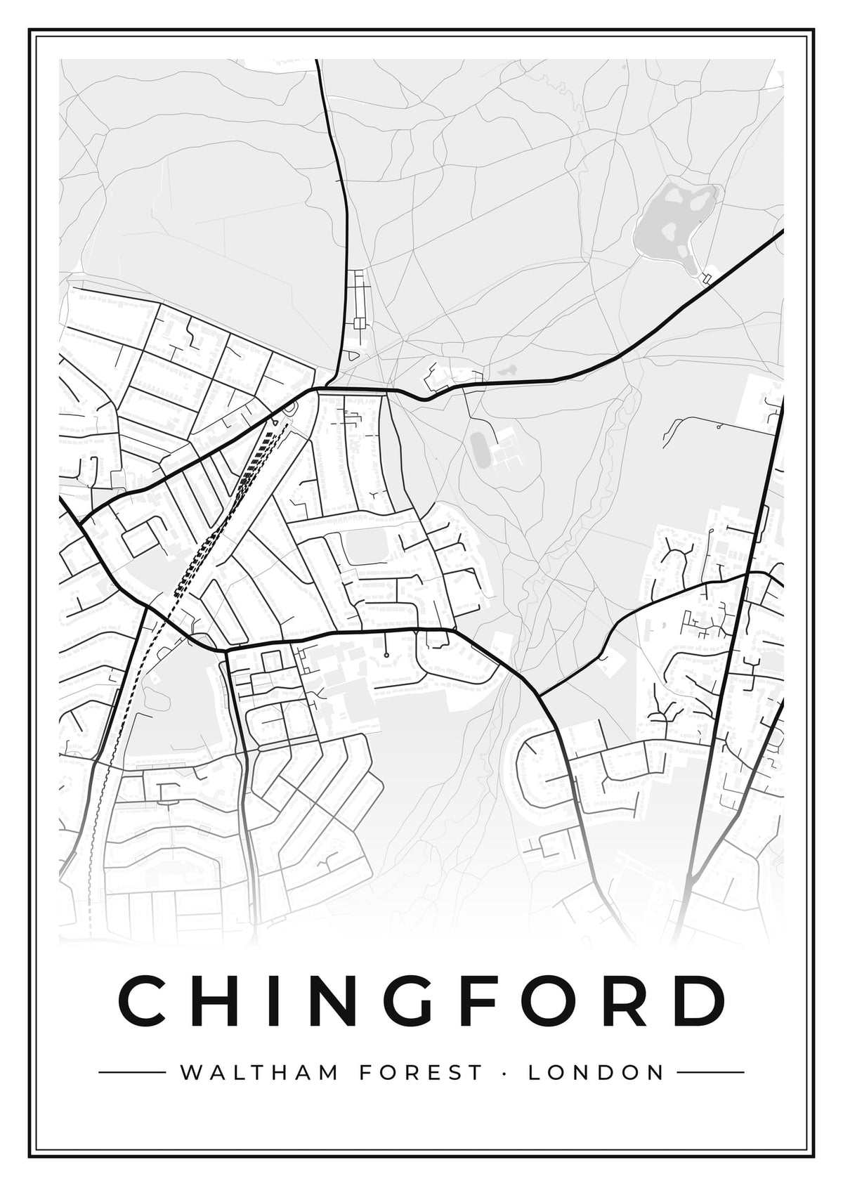 Street map poster of Chingford, Waltham Forest, London